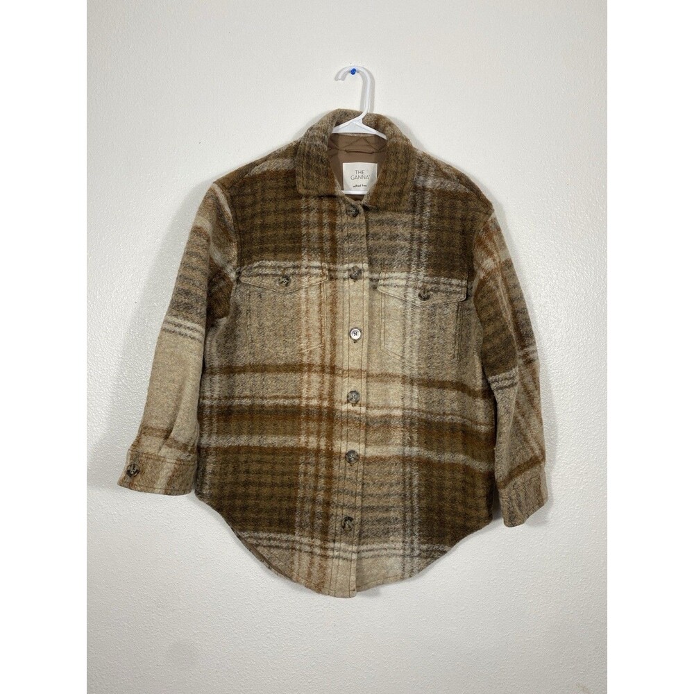Wilfred Free Aritzia The Ganna Womens Wool Plaid Shacket Jacket M Oversized - Picture 5 of 16
